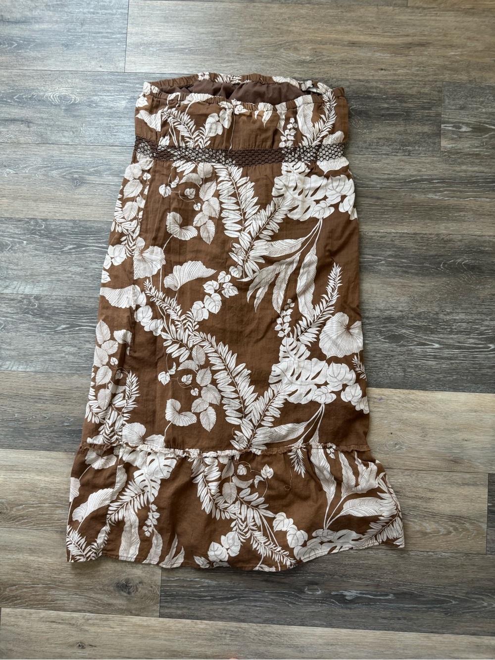 Roxy Floral Midi strapless Dress - Women Sz L - Picture 2 of 3
